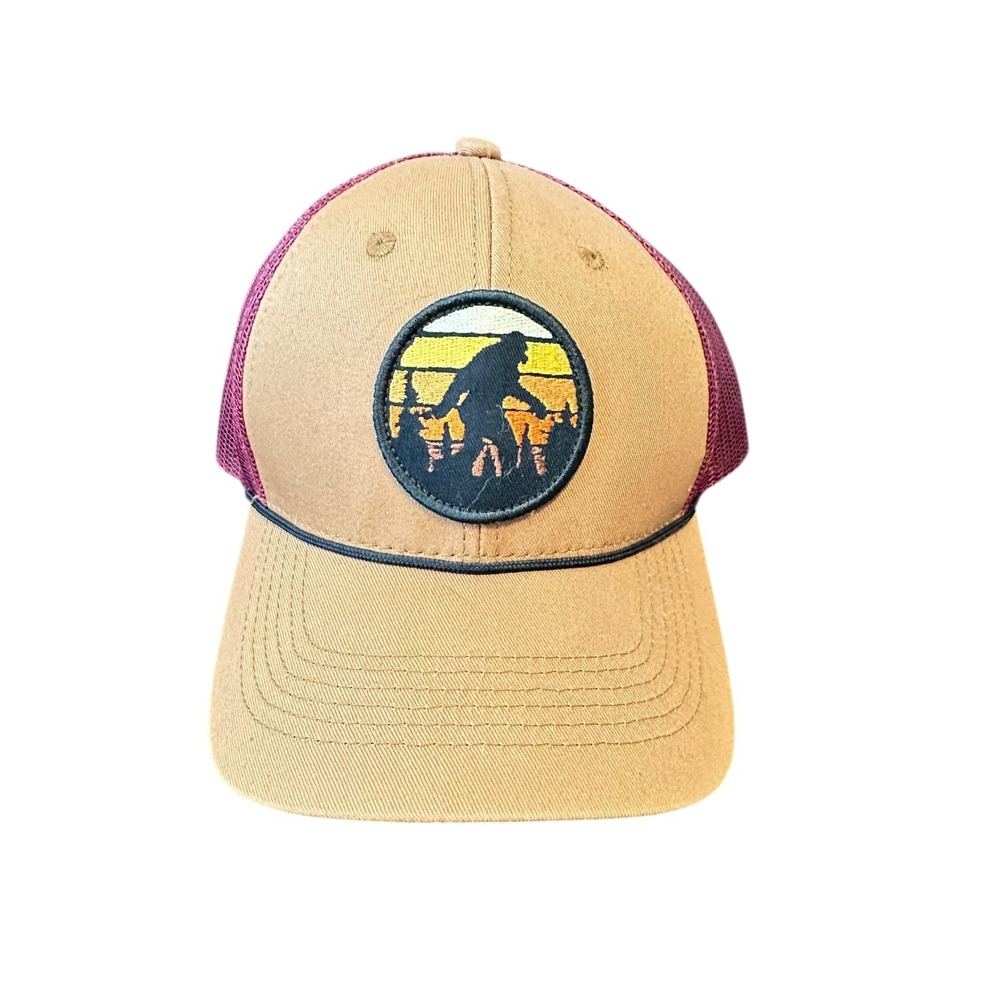 George Mens Trucker Hat Bigfoot Sasquatch Patch Snapback Tan Mesh Adult One Size